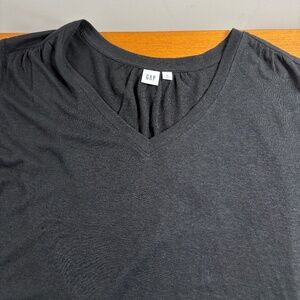 New GAP Black Linen-Blend Short-Sleeve T-Shirt